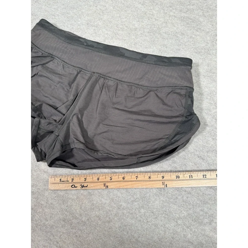 Lululemon Running Shorts Womens 6 Gray Lined Zip‎ Pocket Mesh Split Hem 3 In Run